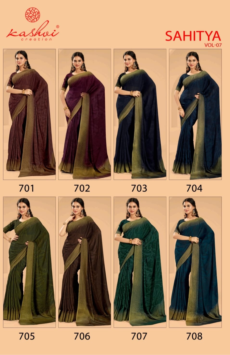 Sahitya Vol 7 By Kashvi Dull Moss Daily Wear Sarees Exporters In India